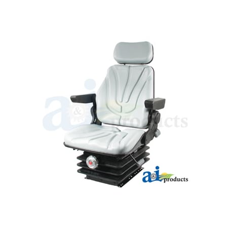 A & I Products Seat, F10 Series, Mechanical Suspension / Armrest / Headrest / Gray Vinyl 22" x20.5" x19.7" A-F10M230